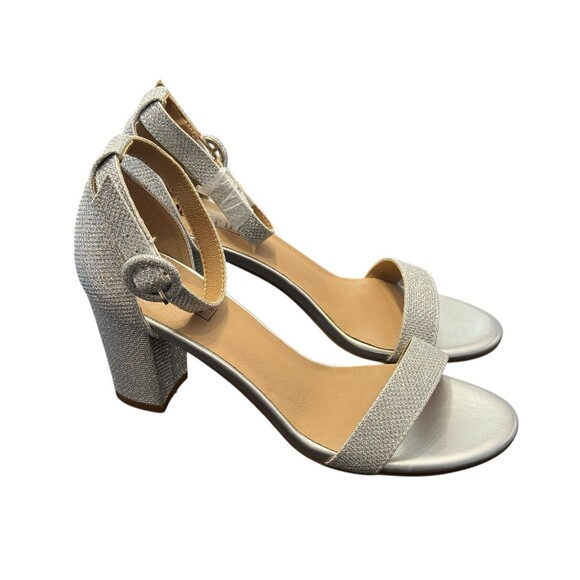 IDIFU Womens 3” Cookie-HI Block High Heel Open Toe Silver Shoes Sandals Size 7 - Picture 1 of 16